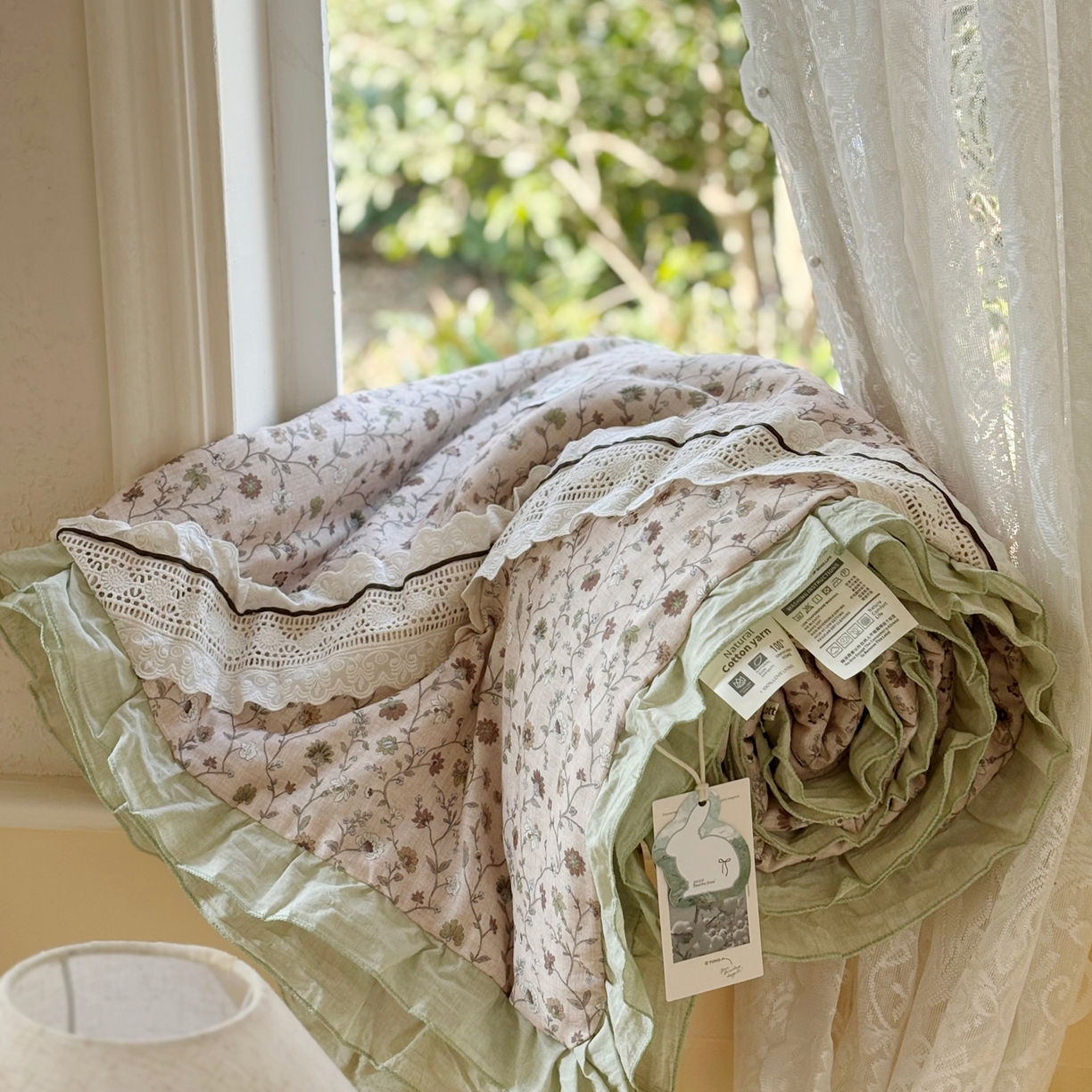 91家纺网 家纺一手货源 找家纺 有货 2026春夏新款全棉双层纱被子被芯-南法假日系列 焦糖莓