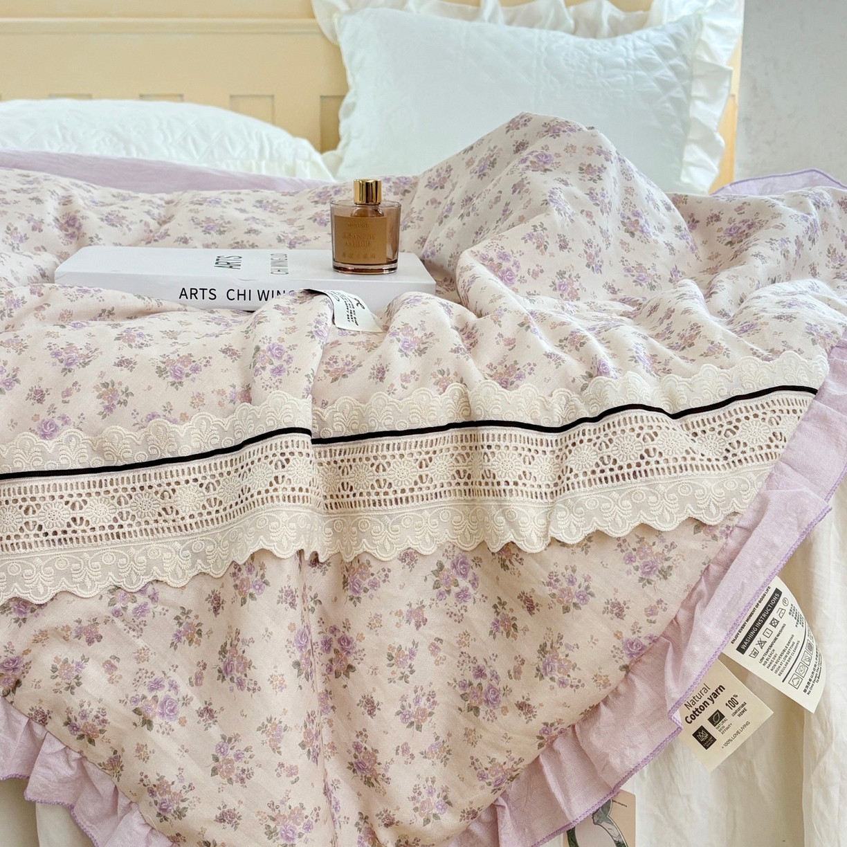 91家纺网 家纺一手货源 找家纺 有货 2026春夏新款全棉双层纱被子被芯-南法假日系列 熏衣茶