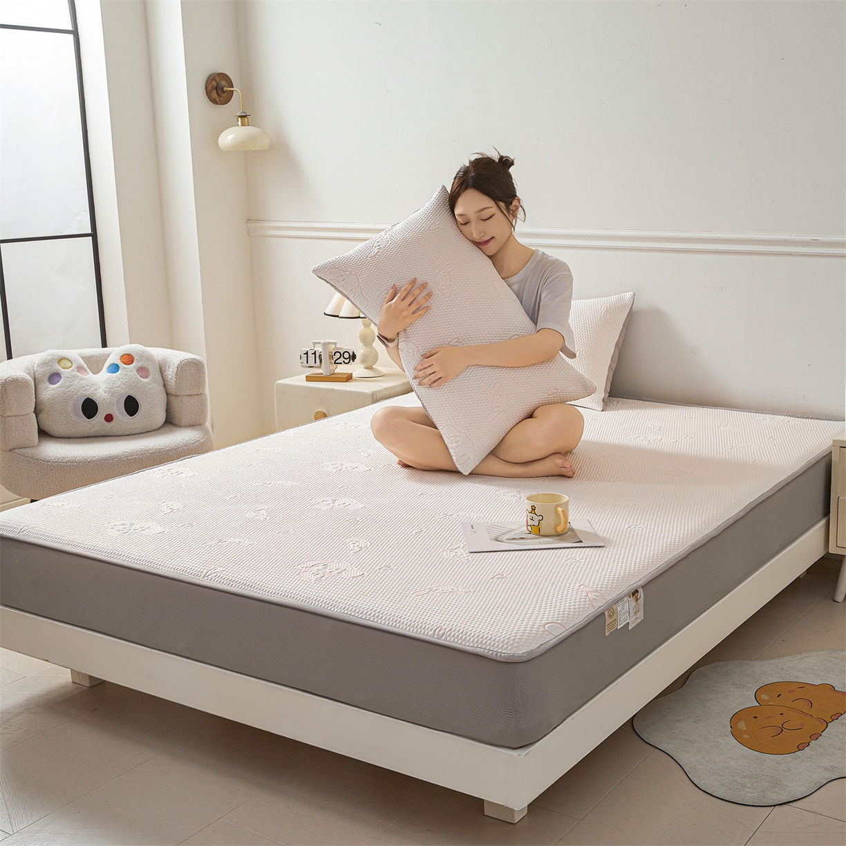 91家纺网 家纺一手货源 找家纺 恒爱家纺 2026新款冰豆豆冰丝床笠凉席席子凉席 大耳狗-粉色