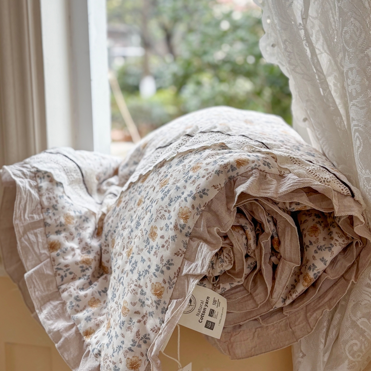 91家纺网 家纺一手货源 找家纺 有货 2026春夏新款全棉双层纱被子被芯-南法假日系列 暖阳盏