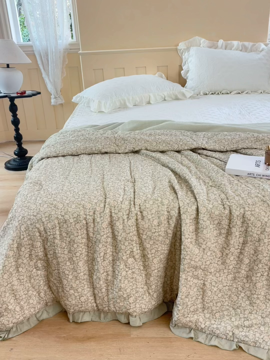 91家纺网 家纺一手货源 找家纺 有货 2026春夏新款全棉双层纱被子被芯-南法假日系列 青柠菊