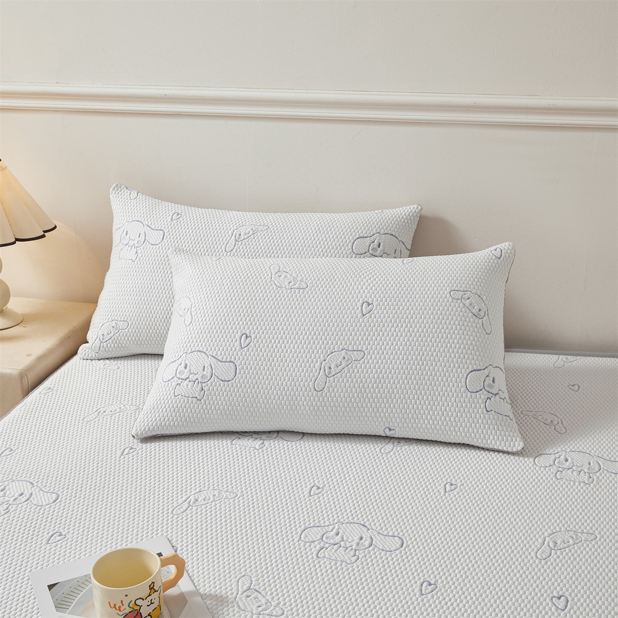 91家纺网 家纺一手货源 找家纺 恒爱家纺 2026新款冰豆豆冰丝床笠凉席席子凉席 大耳狗-蓝