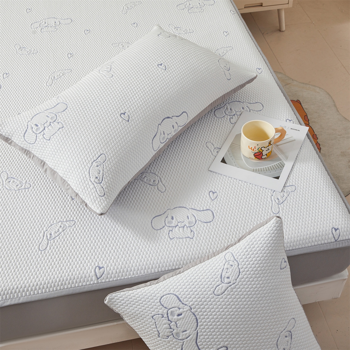 91家纺网 家纺一手货源 找家纺 恒爱家纺 2026新款冰豆豆冰丝床笠凉席席子凉席 大耳狗-蓝