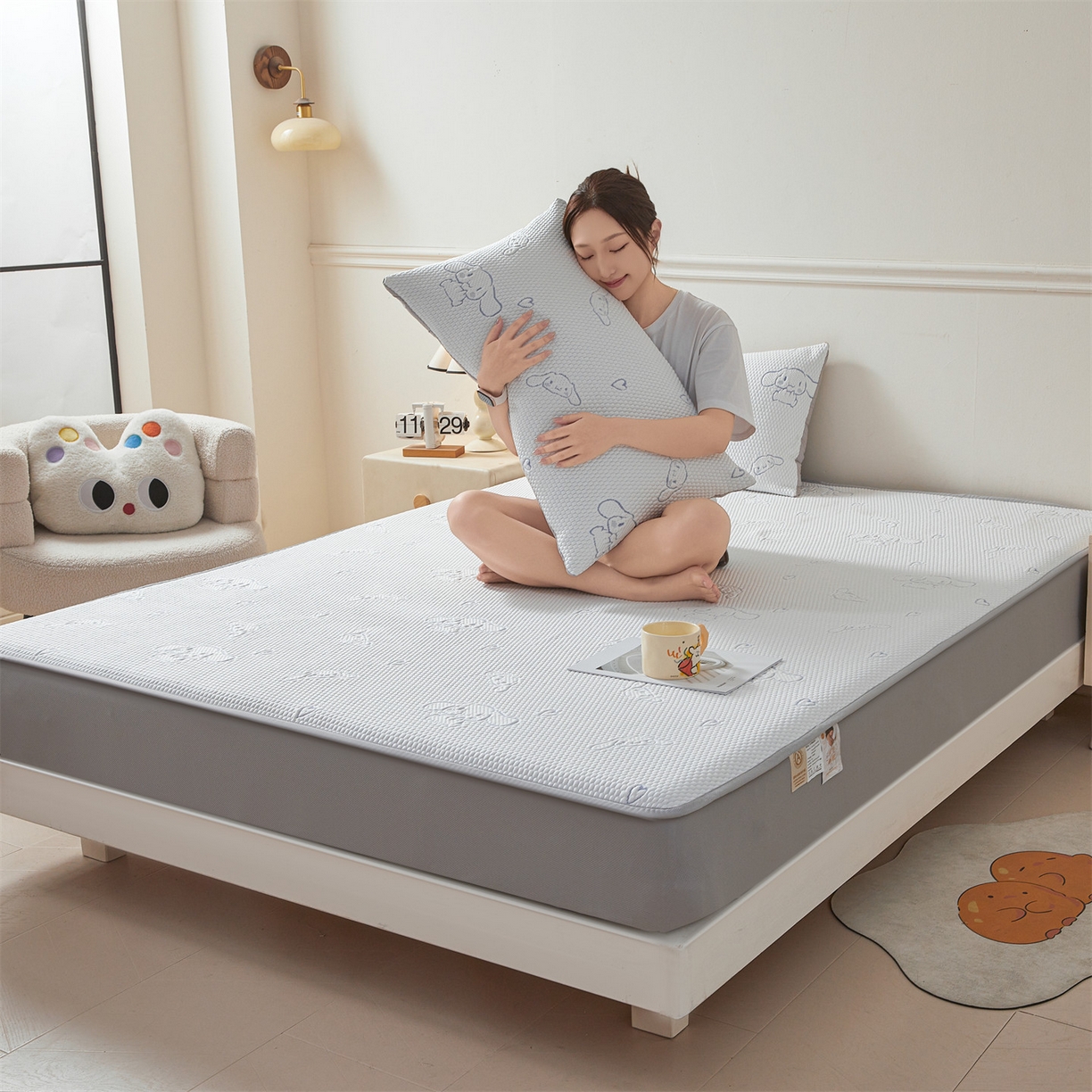 91家纺网 家纺一手货源 找家纺 恒爱家纺 2026新款冰豆豆冰丝床笠凉席席子凉席 大耳狗-蓝