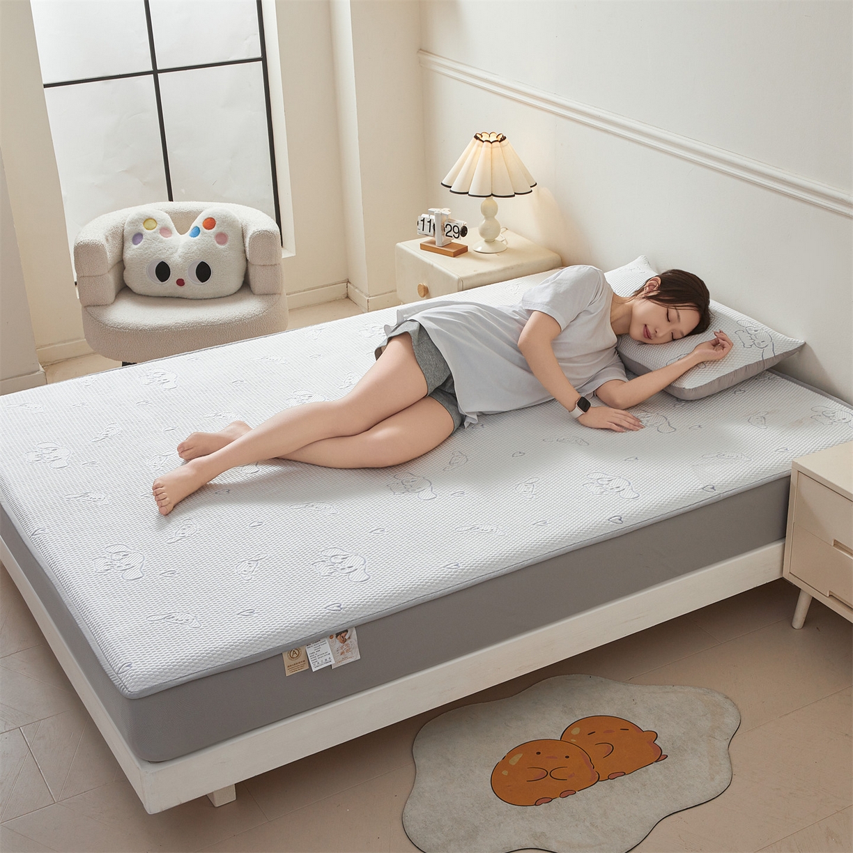 91家纺网 家纺一手货源 找家纺 恒爱家纺 2026新款冰豆豆冰丝床笠凉席席子凉席 大耳狗-蓝