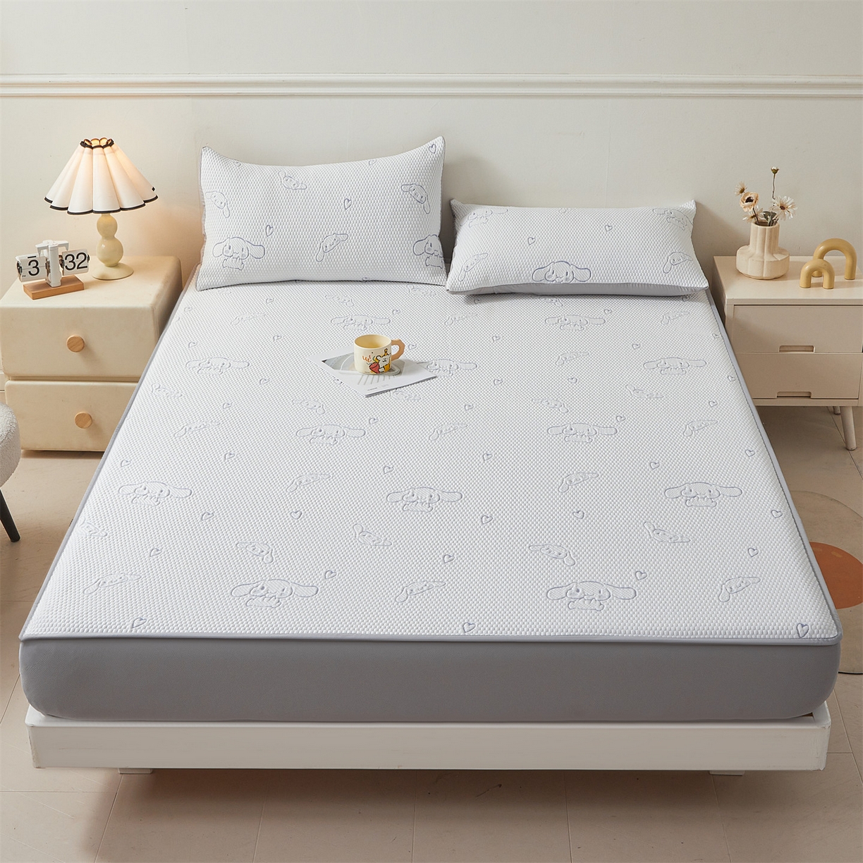 91家纺网 家纺一手货源 找家纺 恒爱家纺 2026新款冰豆豆冰丝床笠凉席席子凉席 大耳狗-蓝