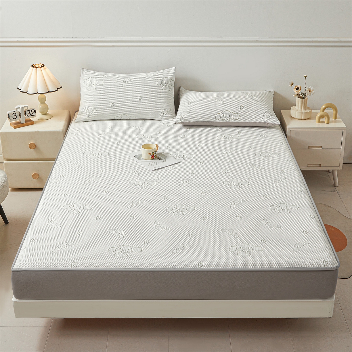 91家纺网 家纺一手货源 找家纺 恒爱家纺 2026新款冰豆豆冰丝床笠凉席席子凉席 大耳狗-绿