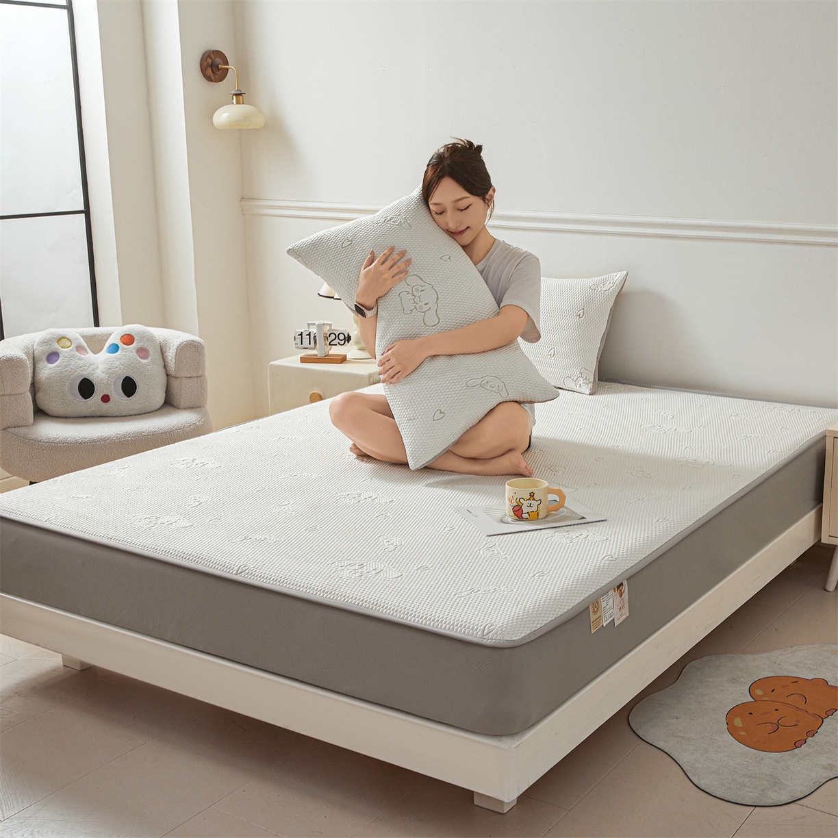 91家纺网 家纺一手货源 找家纺 恒爱家纺 2026新款冰豆豆冰丝床笠凉席席子凉席 大耳狗-绿