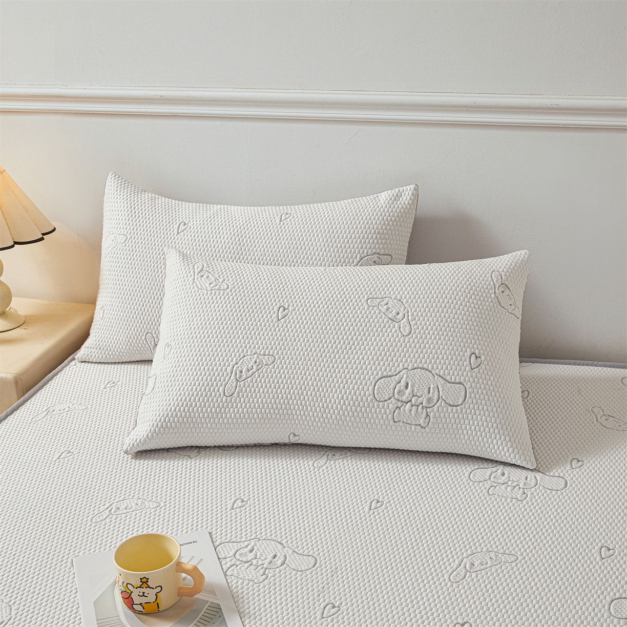 91家纺网 家纺一手货源 找家纺 恒爱家纺 2026新款冰豆豆冰丝床笠凉席席子凉席 大耳狗-浅灰