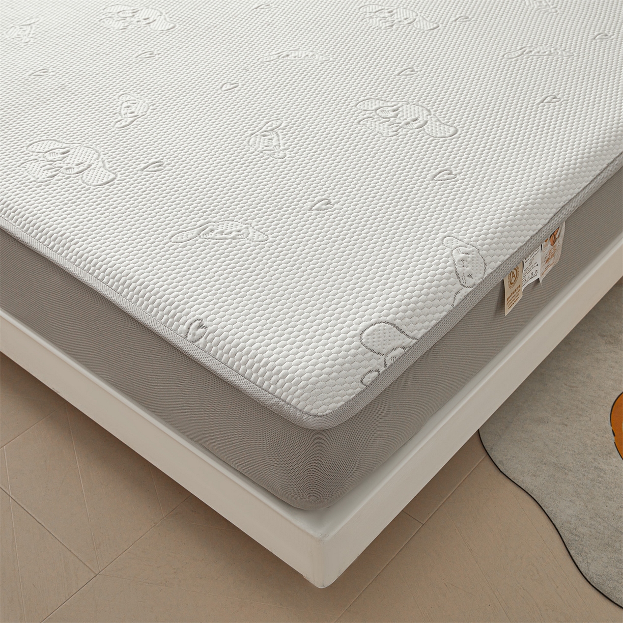 91家纺网 家纺一手货源 找家纺 恒爱家纺 2026新款冰豆豆冰丝床笠凉席席子凉席 大耳狗-浅灰