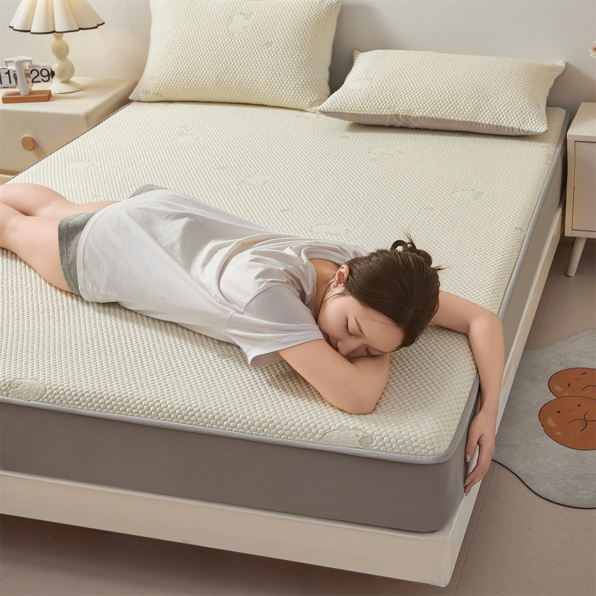 91家纺网 家纺一手货源 找家纺 恒爱家纺 2026新款冰豆豆冰丝床笠凉席席子凉席 卡皮巴拉-绿