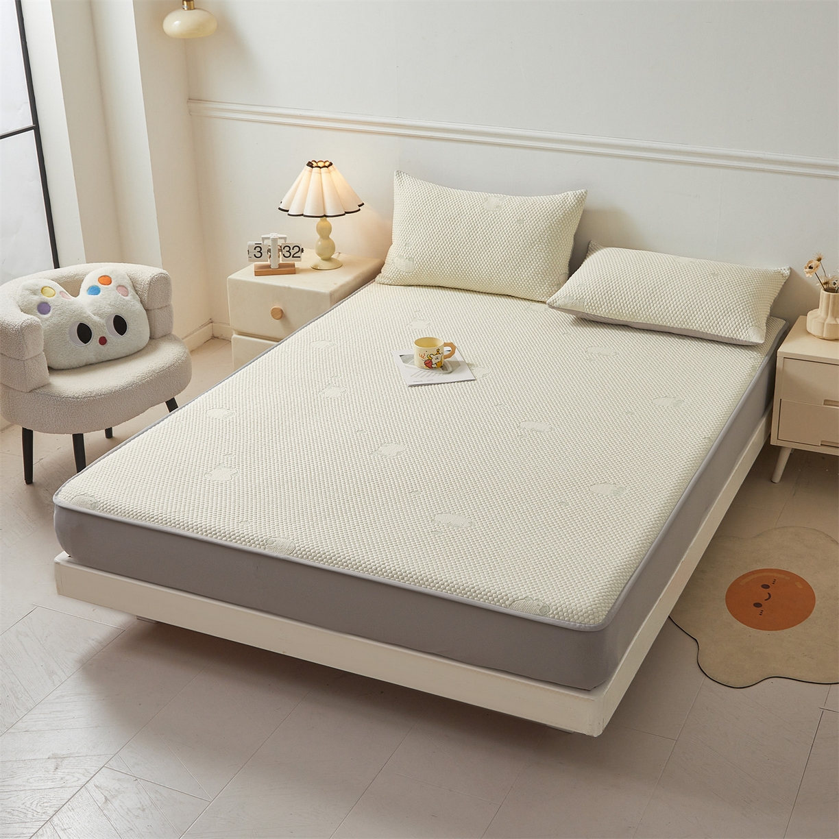 91家纺网 家纺一手货源 找家纺 恒爱家纺 2026新款冰豆豆冰丝床笠凉席席子凉席 卡皮巴拉-绿