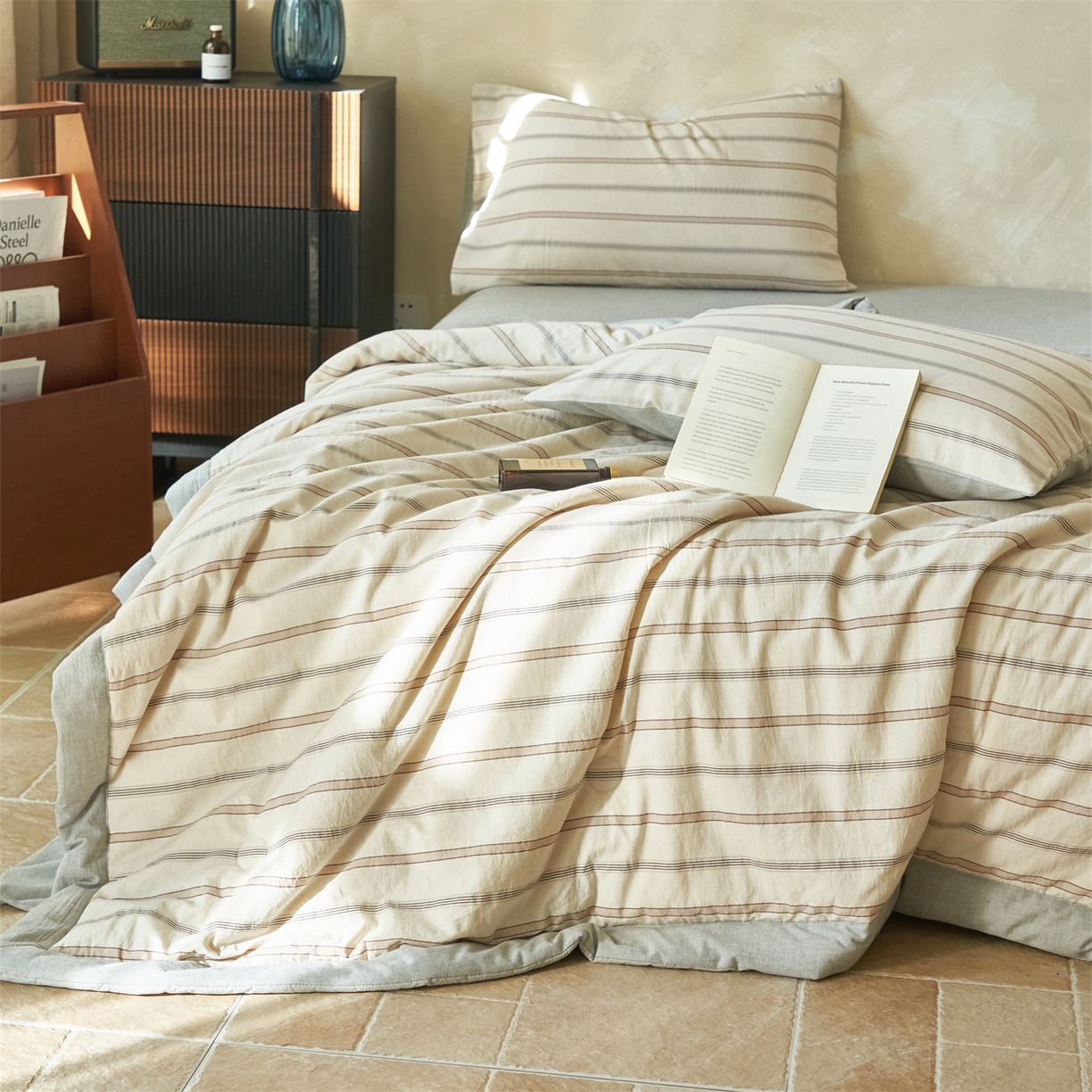 91家纺网 家纺一手货源 找家纺 恒爱家纺 2026春夏新款全棉棉麻夏被夏凉被空调被四件套系列 棠川