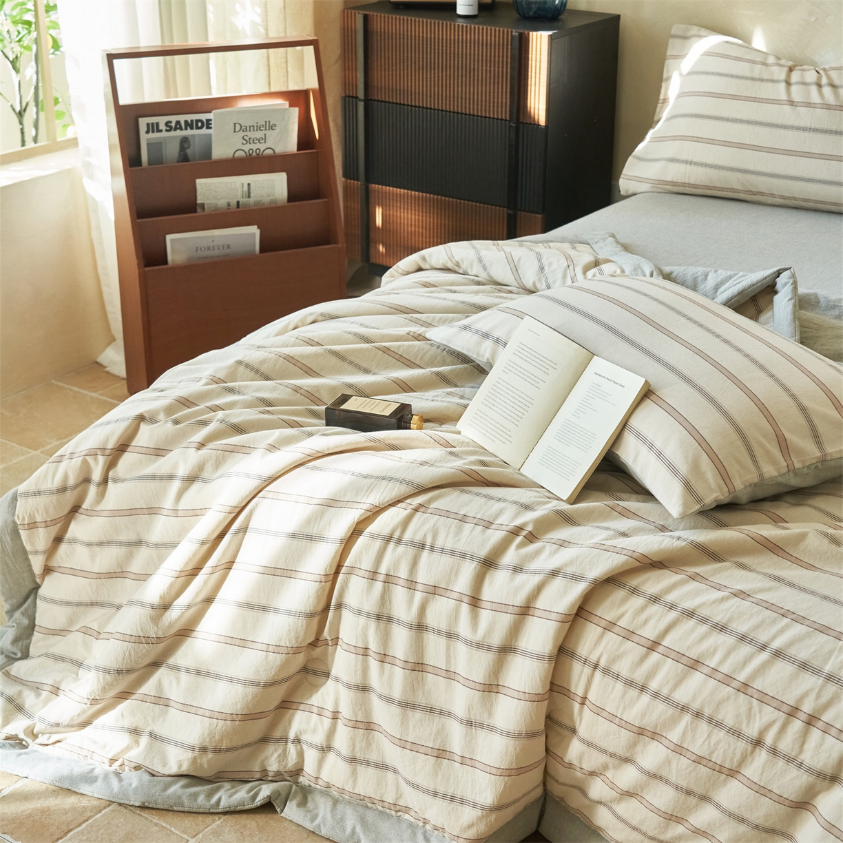 91家纺网 家纺一手货源 找家纺 恒爱家纺 2026春夏新款全棉棉麻夏被夏凉被空调被四件套系列 棠川