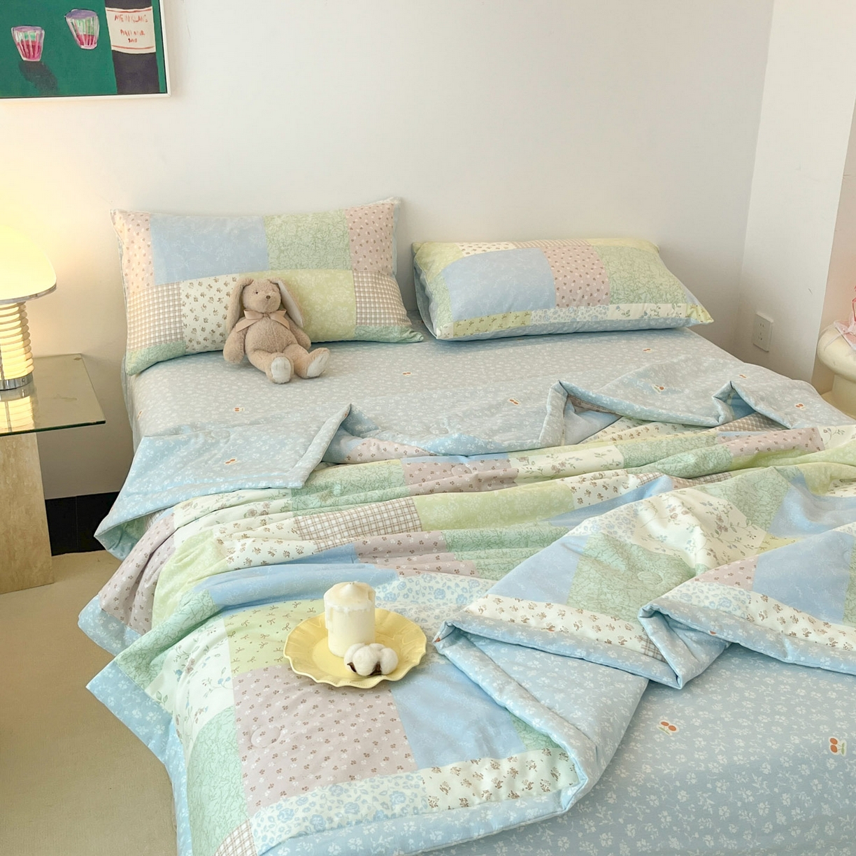 91家纺网 家纺一手货源 找家纺 （总）一加一 2026新款全棉新疆棉花夏被夏凉被空调被四件套-棉语清夏