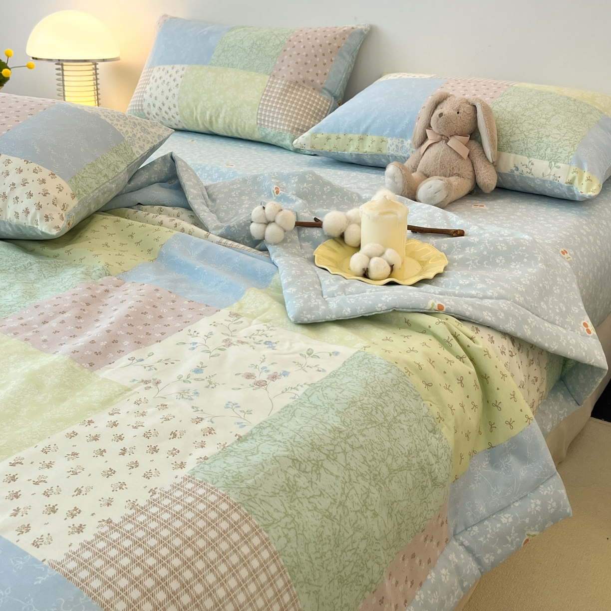 91家纺网 家纺一手货源 找家纺 （总）一加一 2026新款全棉新疆棉花夏被夏凉被空调被四件套-棉语清夏