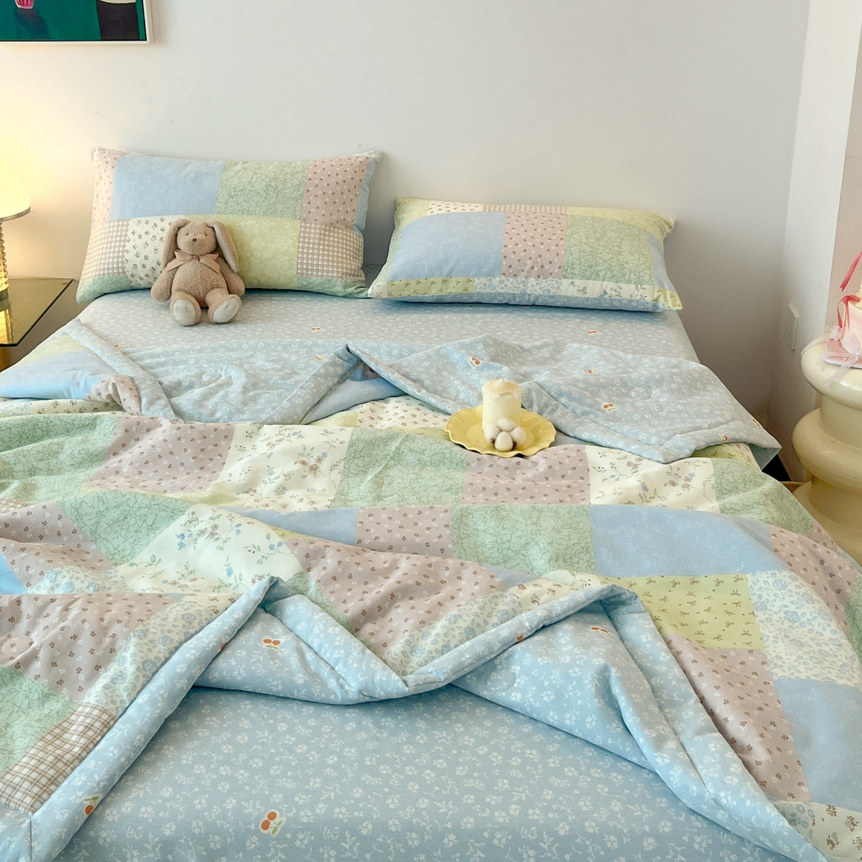 91家纺网 家纺一手货源 找家纺 （总）一加一 2026新款全棉新疆棉花夏被夏凉被空调被四件套-棉语清夏