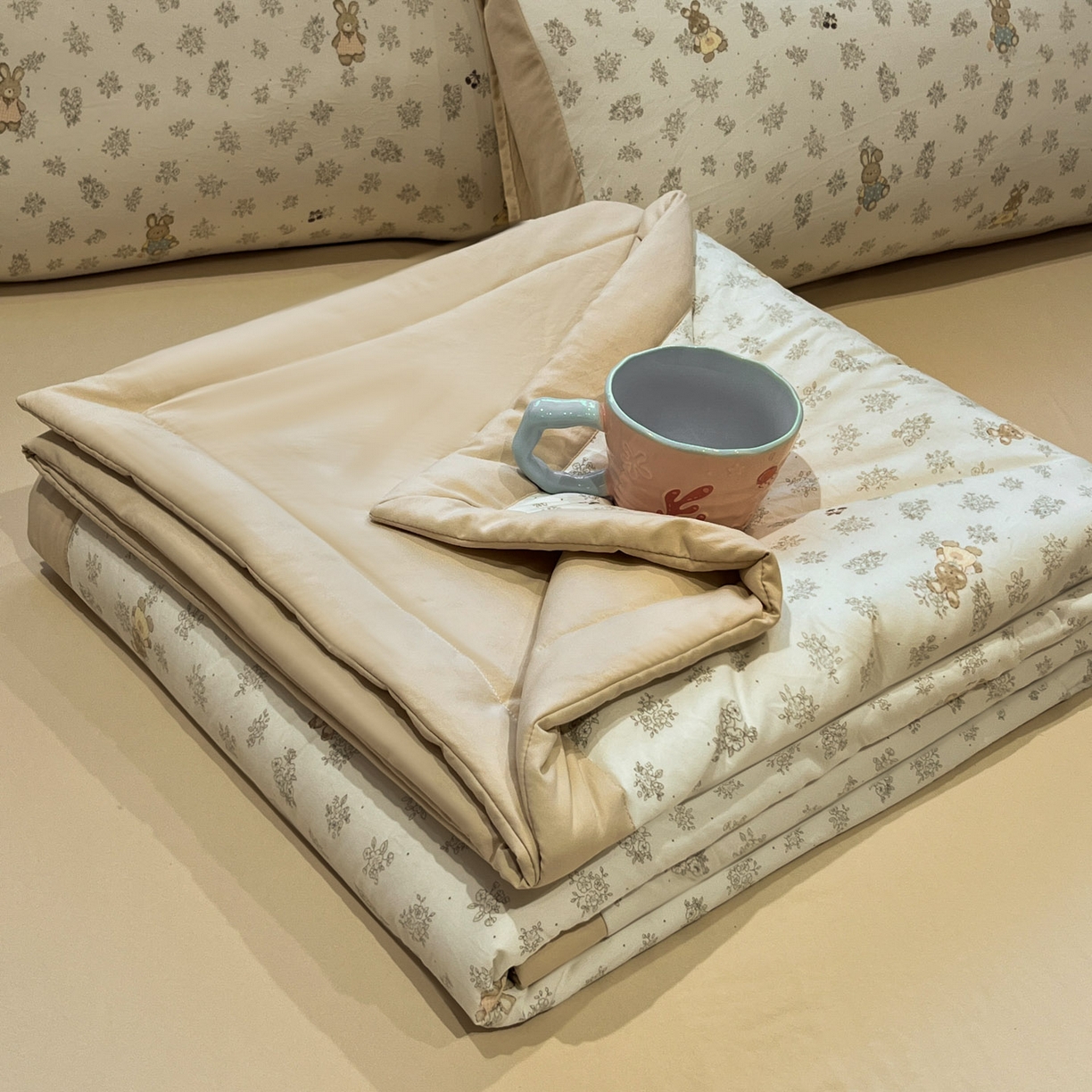 一加一 2026新款云柔棉印花凉感冰蚕夏被夏凉被空调被四件套 告白兔