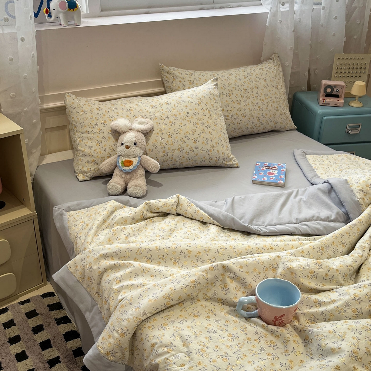 91家纺网 家纺一手货源 找家纺 一加一 2026新款云柔棉印花凉感冰蚕夏被夏凉被空调被四件套 花涧