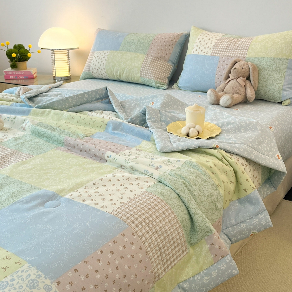 91家纺网 家纺一手货源 找家纺 一加一 2026新款全棉新疆棉花夏被夏凉被空调被四件套-棉语清夏 百家福