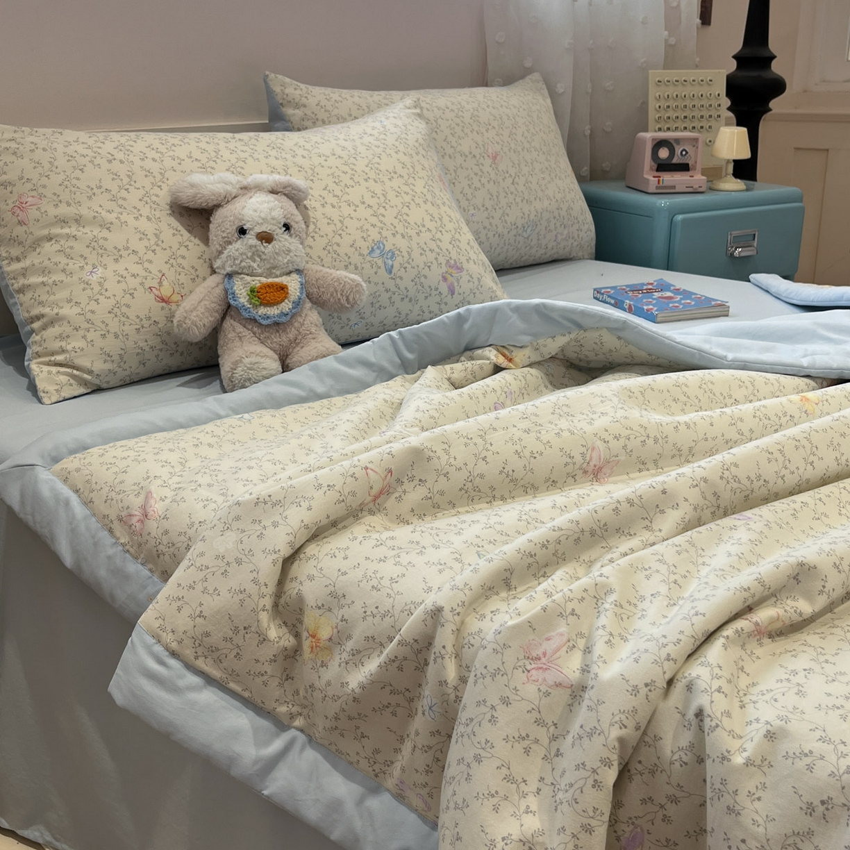 91家纺网 家纺一手货源 找家纺 一加一 2026新款云柔棉印花凉感冰蚕夏被夏凉被空调被四件套 相思