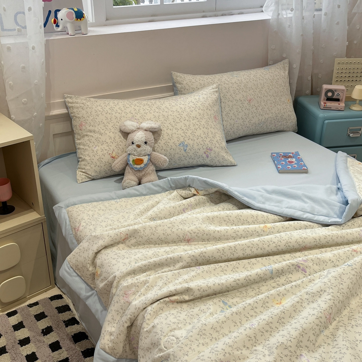 91家纺网 家纺一手货源 找家纺 一加一 2026新款云柔棉印花凉感冰蚕夏被夏凉被空调被四件套 相思