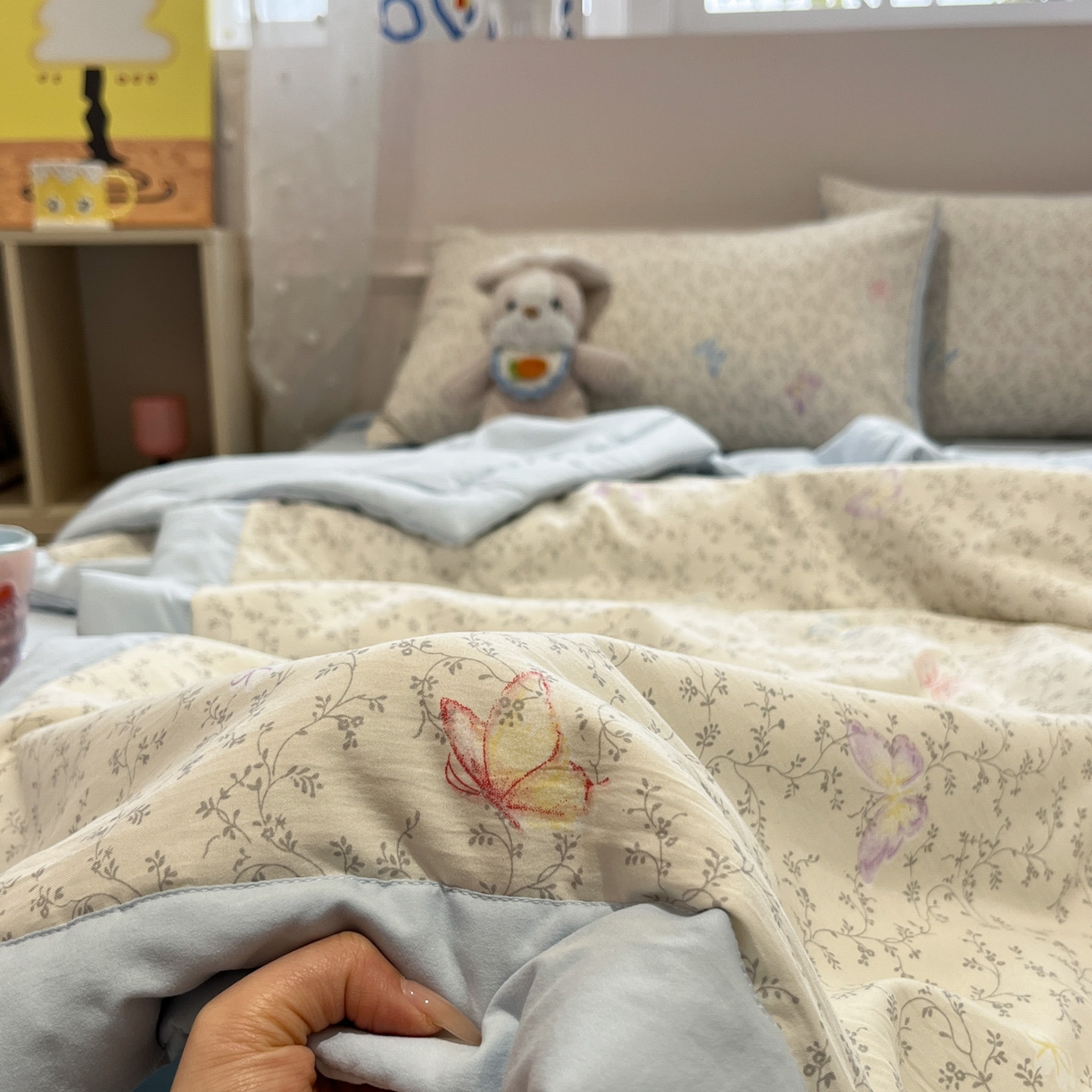 91家纺网 家纺一手货源 找家纺 一加一 2026新款云柔棉印花凉感冰蚕夏被夏凉被空调被四件套 相思