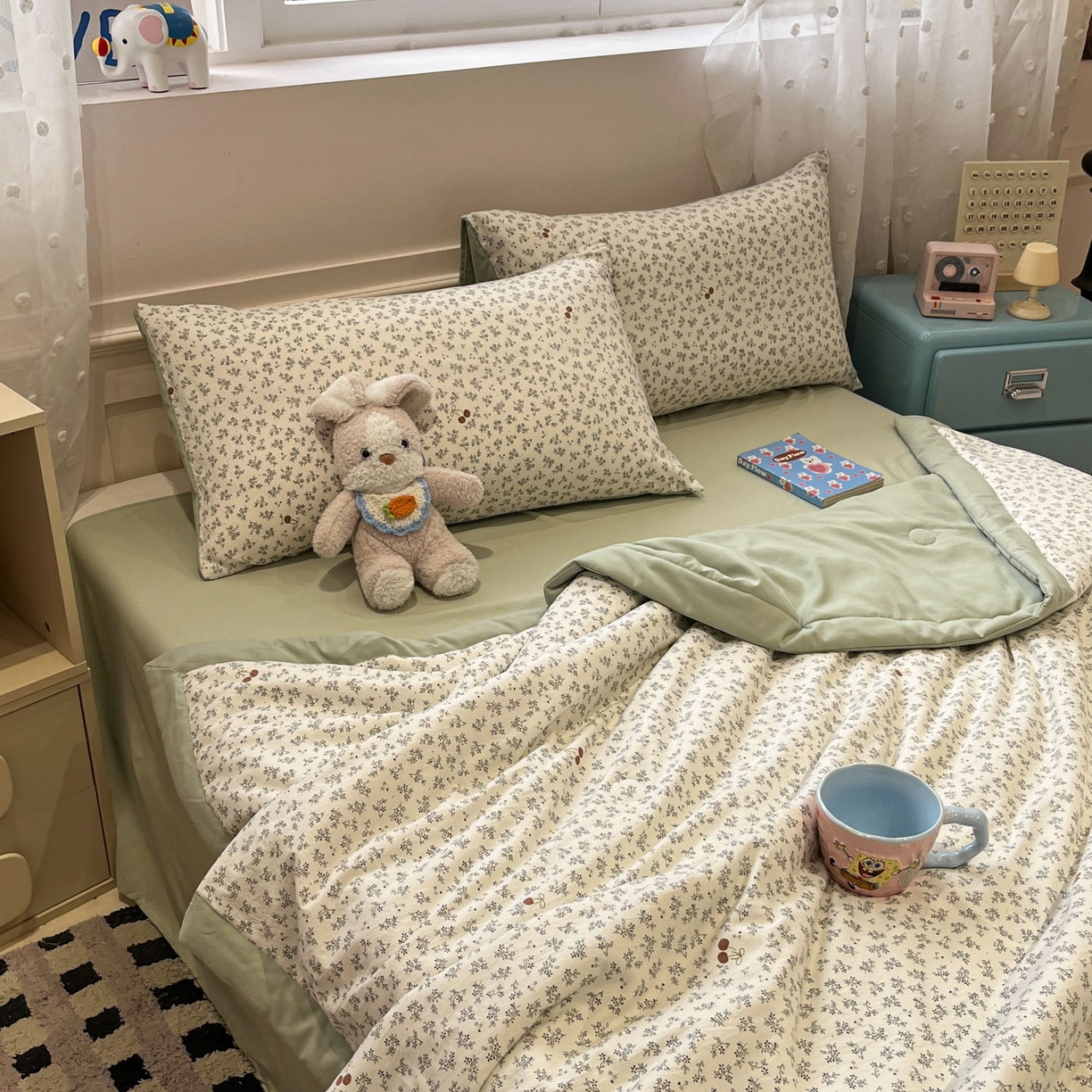 91家纺网 家纺一手货源 找家纺 一加一 2026新款云柔棉印花凉感冰蚕夏被夏凉被空调被四件套 樱桃乐园