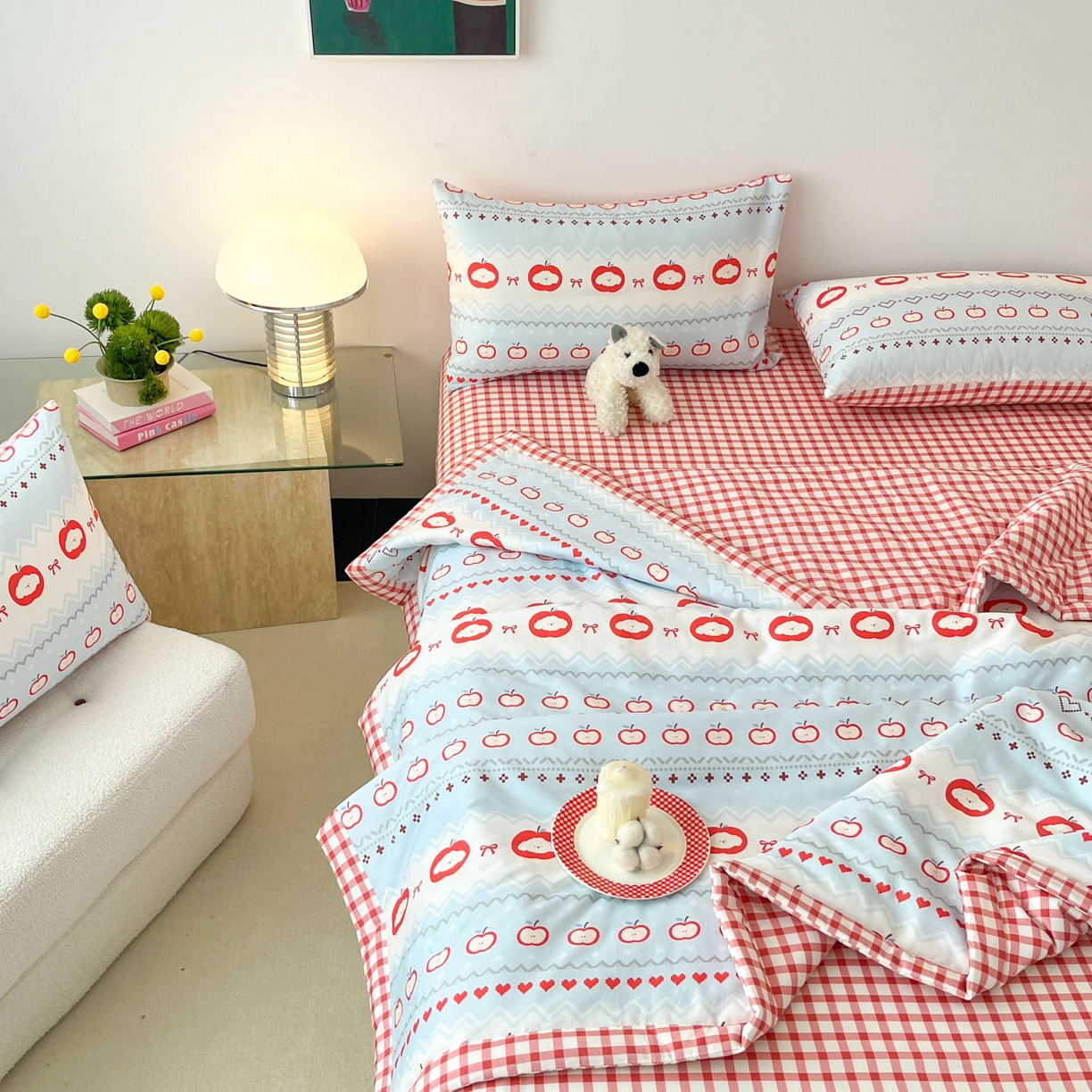 91家纺网 家纺一手货源 找家纺 一加一 2026新款全棉新疆棉花夏被夏凉被空调被四件套-棉语清夏 苹果乐园