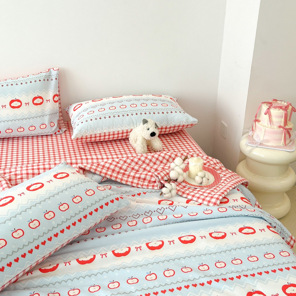 91家纺网 家纺一手货源 找家纺 一加一 2026新款全棉新疆棉花夏被夏凉被空调被四件套-棉语清夏 苹果乐园