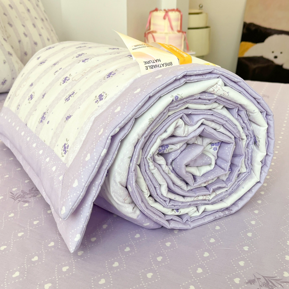 91家纺网 家纺一手货源 找家纺 一加一 2026新款全棉新疆棉花夏被夏凉被空调被四件套-棉语清夏 丝蒂兔