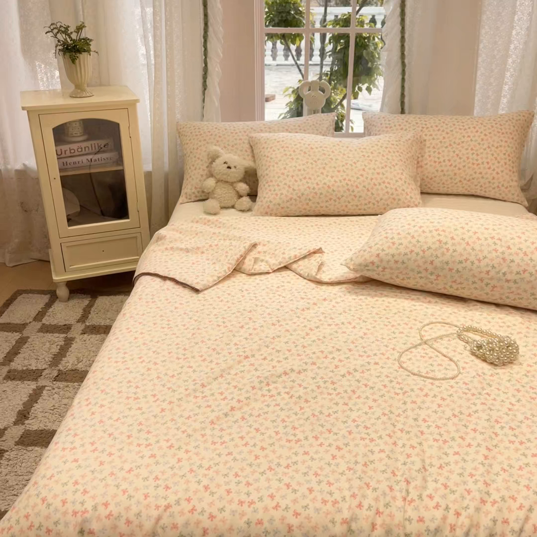 91家纺网 家纺一手货源 找家纺 （总）一加一 2026新款全棉双层纱印花小花边大豆夏被夏凉被空调被-花纱眠夏