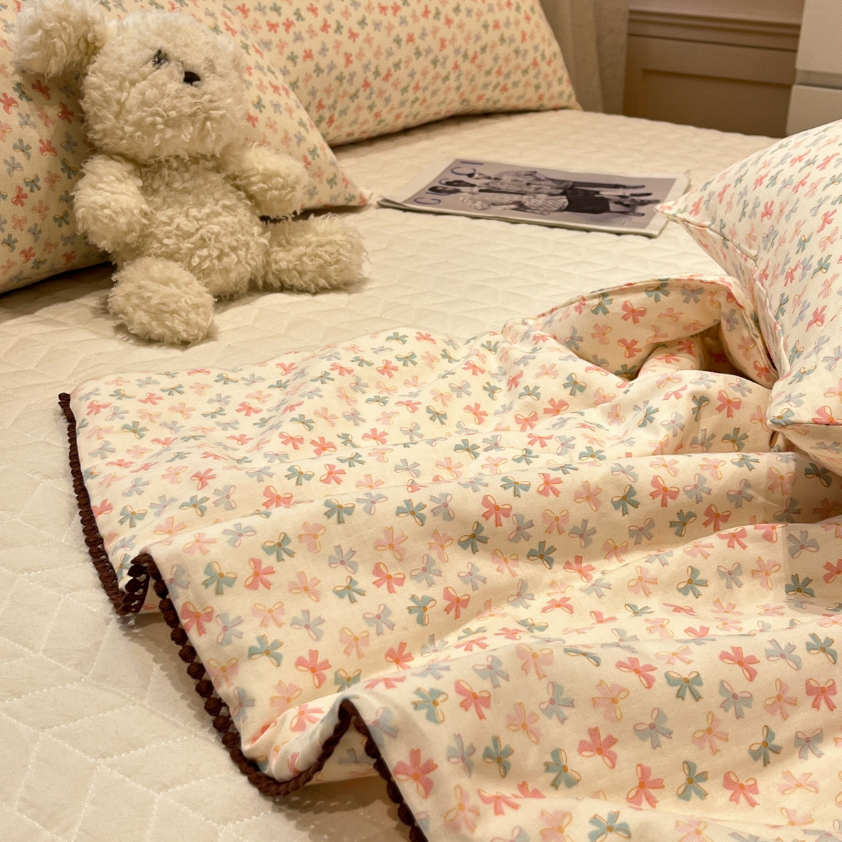 91家纺网 家纺一手货源 找家纺 （总）一加一 2026新款全棉双层纱印花小花边大豆夏被夏凉被空调被-花纱眠夏