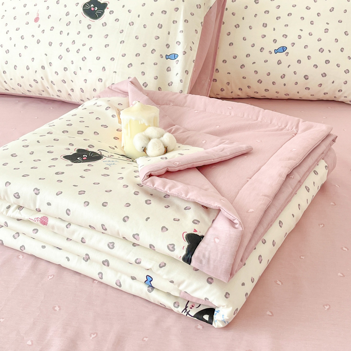 一加一 2026新款全棉新疆棉花夏被夏凉被空调被四件套-棉语清夏 甜蜜伙伴