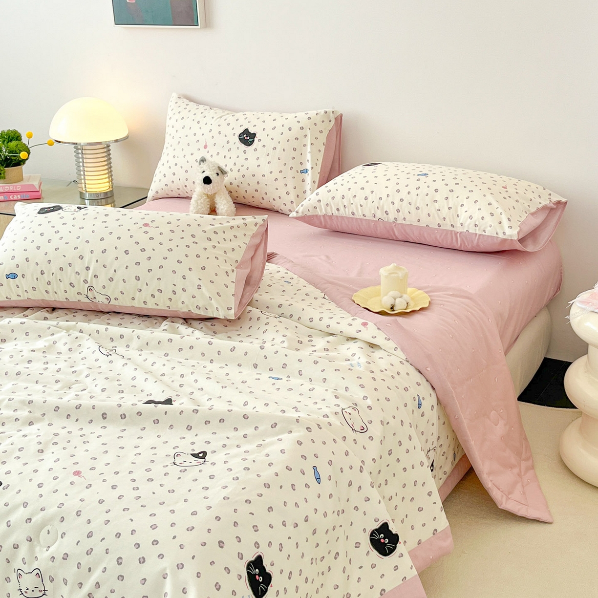 91家纺网 家纺一手货源 找家纺 一加一 2026新款全棉新疆棉花夏被夏凉被空调被四件套-棉语清夏 甜蜜伙伴