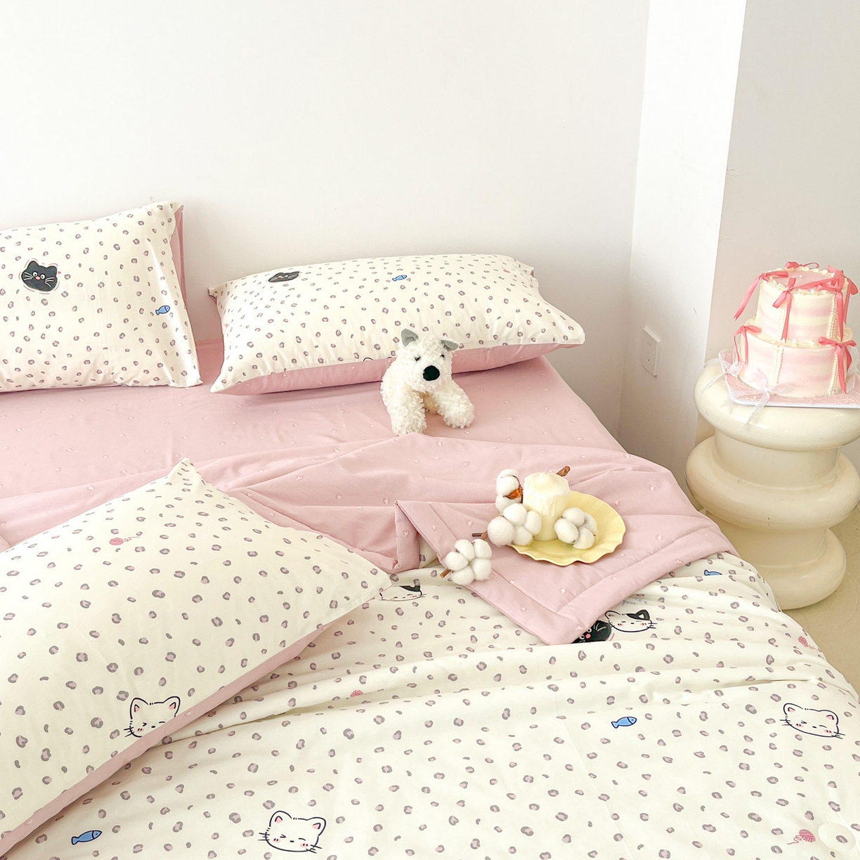 91家纺网 家纺一手货源 找家纺 一加一 2026新款全棉新疆棉花夏被夏凉被空调被四件套-棉语清夏 甜蜜伙伴