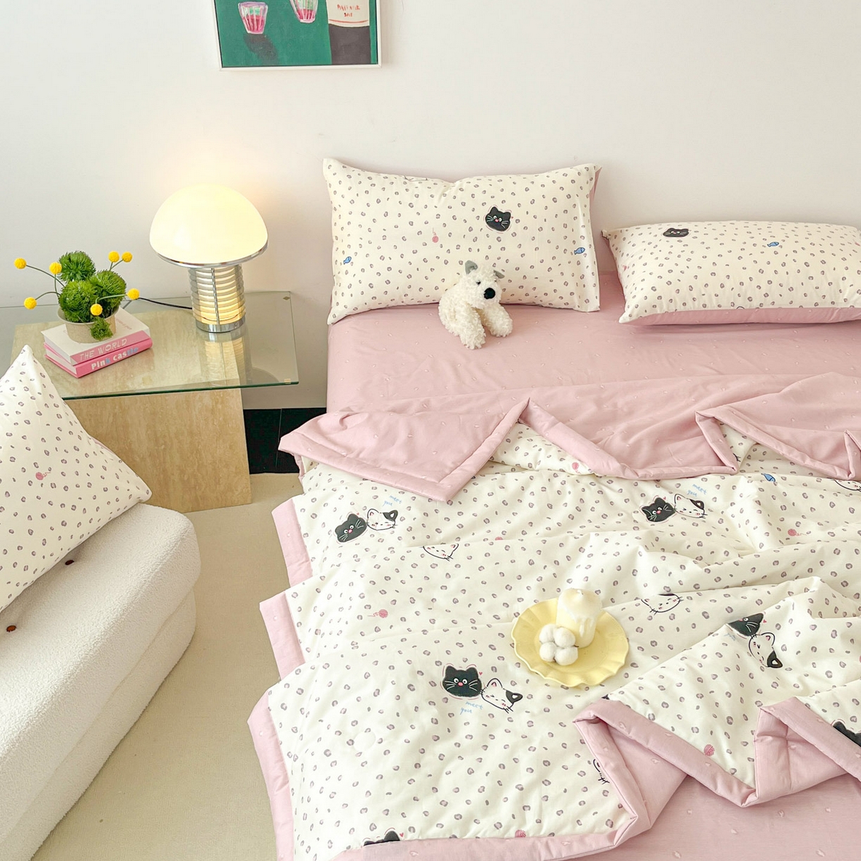 91家纺网 家纺一手货源 找家纺 一加一 2026新款全棉新疆棉花夏被夏凉被空调被四件套-棉语清夏 甜蜜伙伴