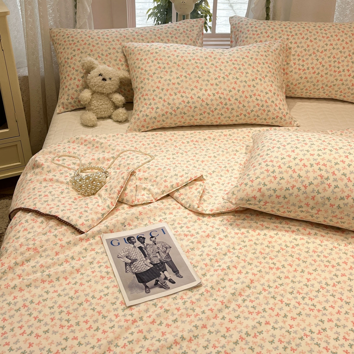 91家纺网 家纺一手货源 找家纺 一加一 2026新款全棉双层纱印花小花边大豆夏被夏凉被空调被-花纱眠夏 彩蝶