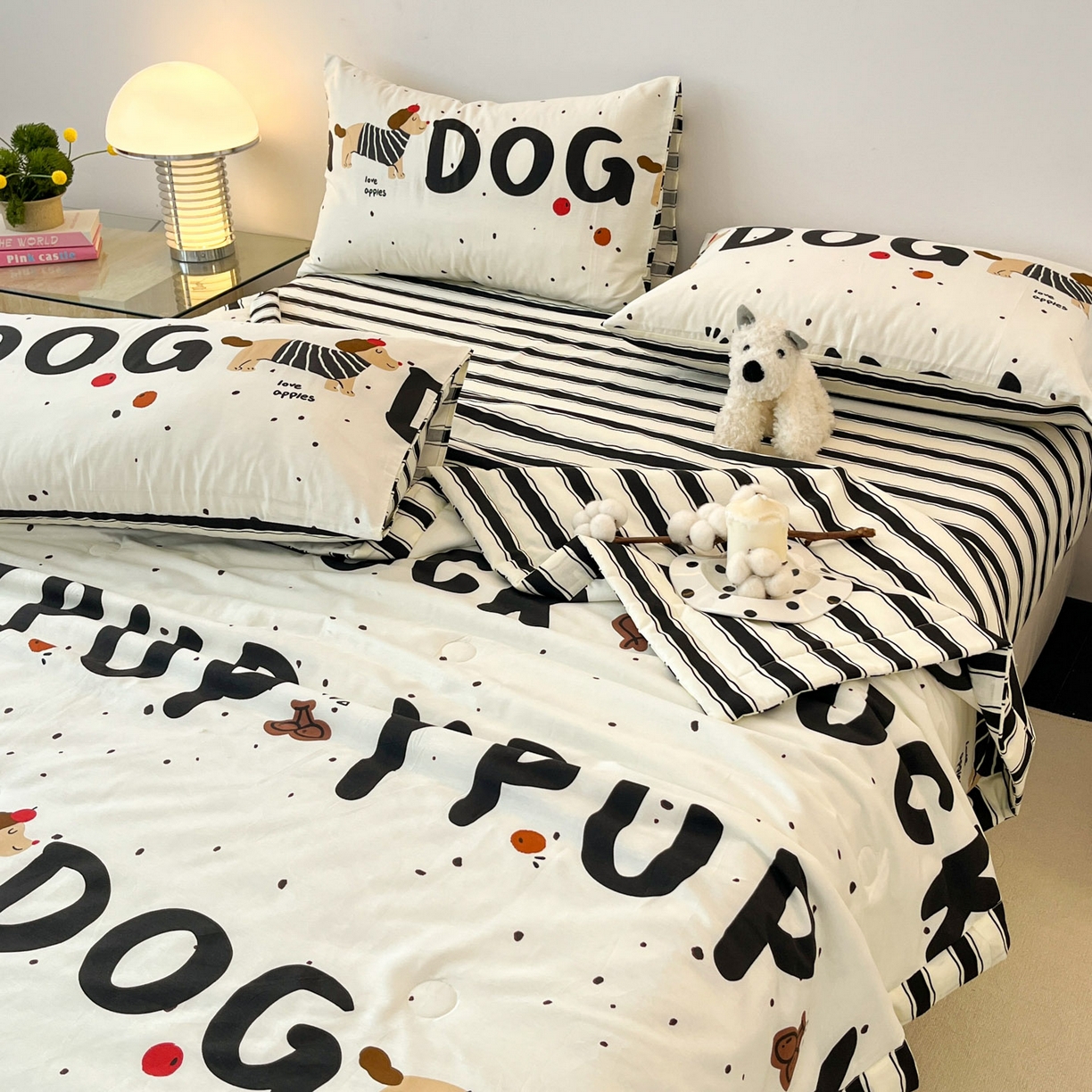 91家纺网 家纺一手货源 找家纺 一加一 2026新款全棉新疆棉花夏被夏凉被空调被四件套-棉语清夏 汪汪曲