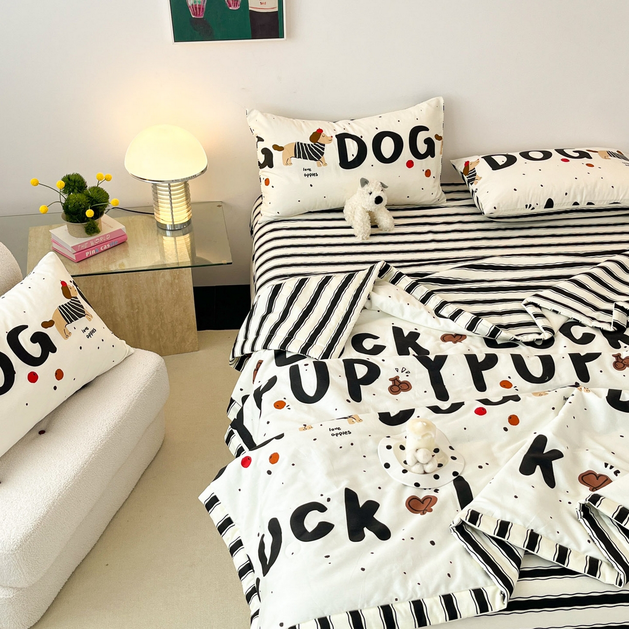 91家纺网 家纺一手货源 找家纺 一加一 2026新款全棉新疆棉花夏被夏凉被空调被四件套-棉语清夏 汪汪曲