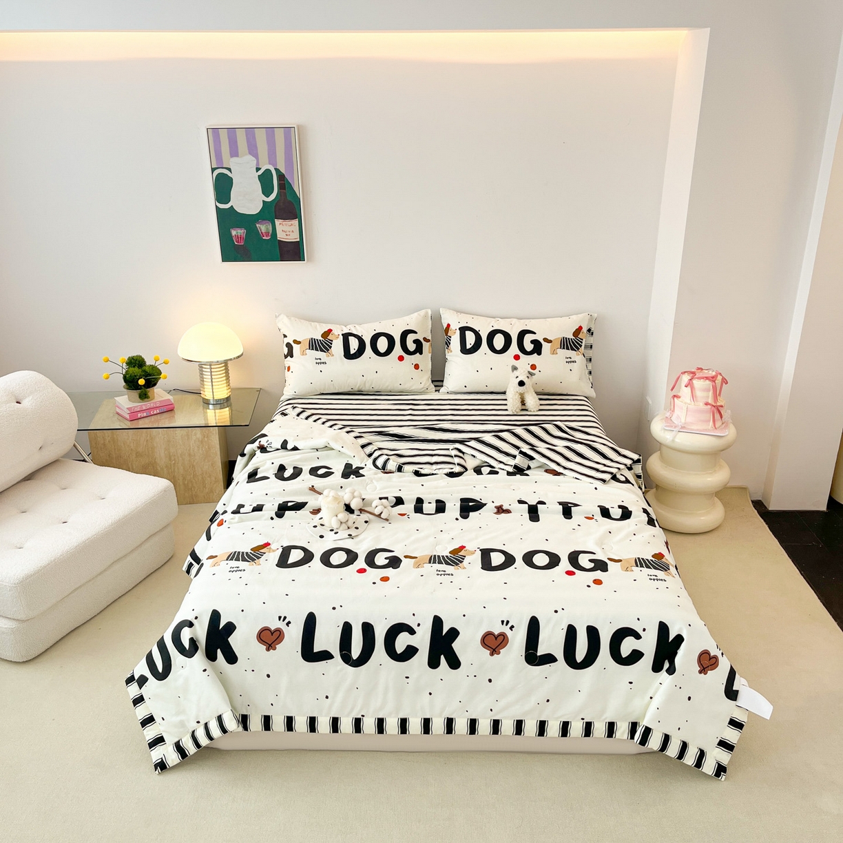 91家纺网 家纺一手货源 找家纺 一加一 2026新款全棉新疆棉花夏被夏凉被空调被四件套-棉语清夏 汪汪曲