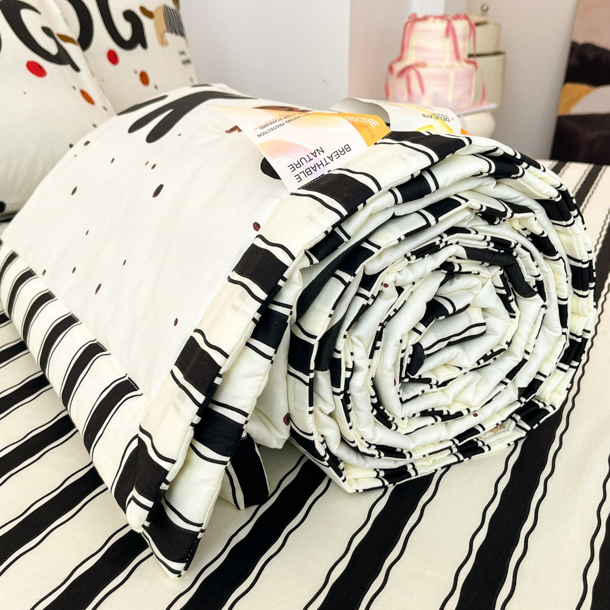 91家纺网 家纺一手货源 找家纺 一加一 2026新款全棉新疆棉花夏被夏凉被空调被四件套-棉语清夏 汪汪曲