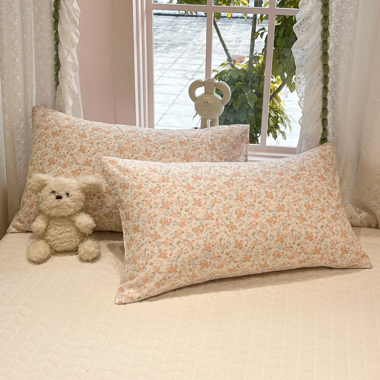 91家纺网 家纺一手货源 找家纺 一加一 2026新款全棉双层纱印花小花边大豆夏被夏凉被空调被-花纱眠夏 灿若繁花