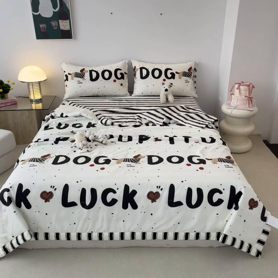 91家纺网 家纺一手货源 找家纺 一加一 2026新款全棉新疆棉花夏被夏凉被空调被四件套-棉语清夏 汪汪曲