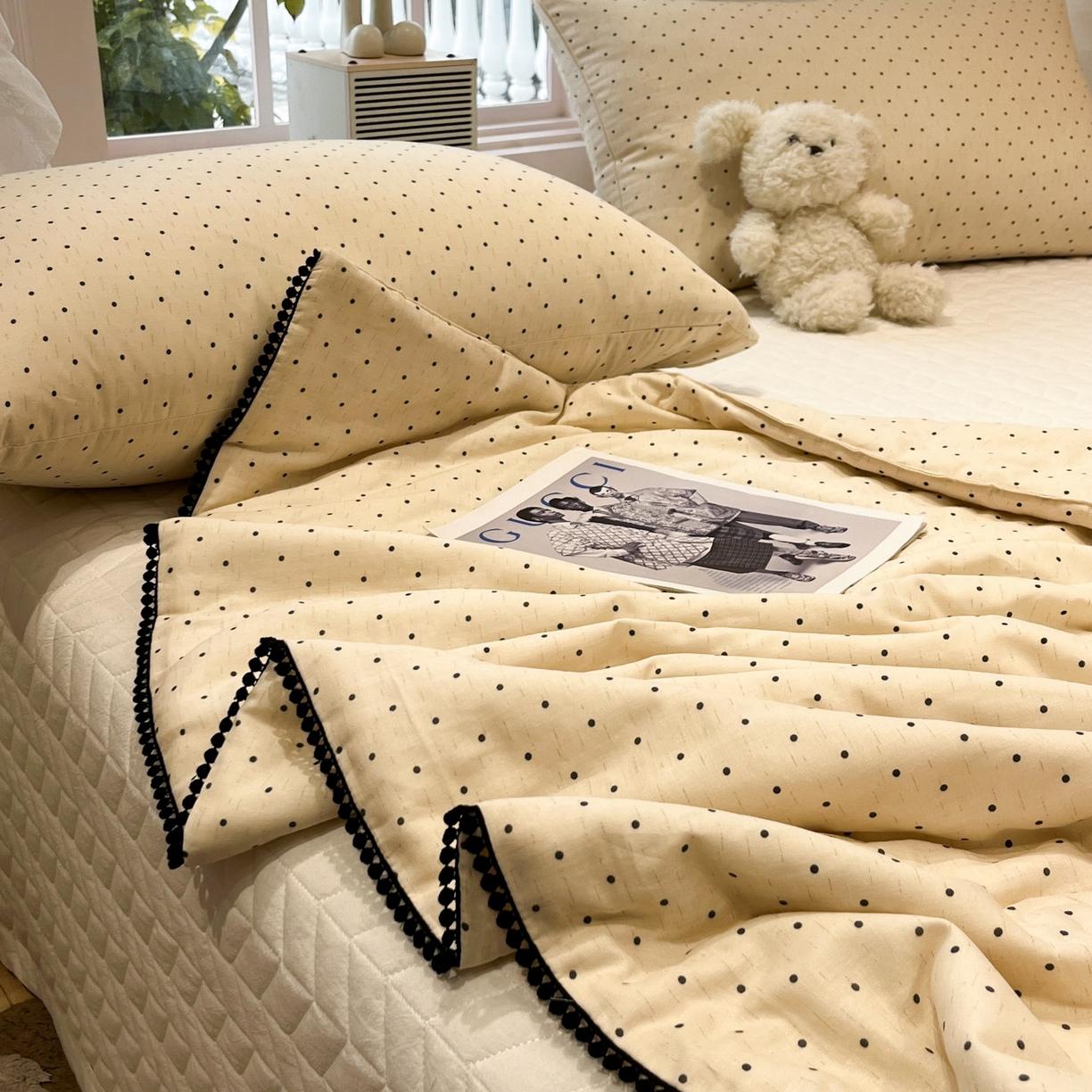 91家纺网 家纺一手货源 找家纺 一加一 2026新款全棉双层纱印花小花边大豆夏被夏凉被空调被-花纱眠夏 赫本