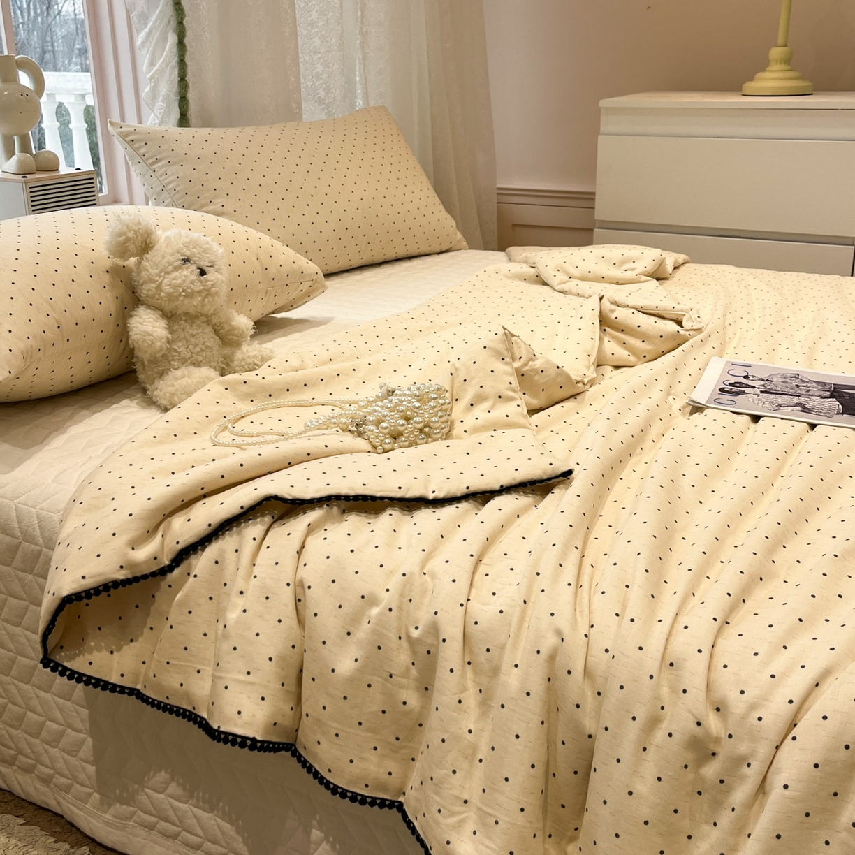 91家纺网 家纺一手货源 找家纺 一加一 2026新款全棉双层纱印花小花边大豆夏被夏凉被空调被-花纱眠夏 赫本