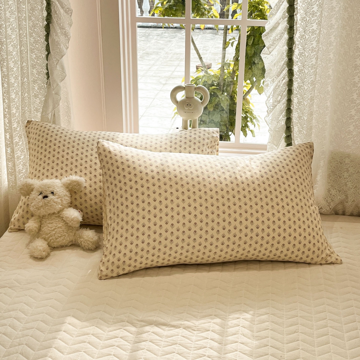 91家纺网 家纺一手货源 找家纺 一加一 2026新款全棉双层纱印花小花边大豆夏被夏凉被空调被-花纱眠夏 花影