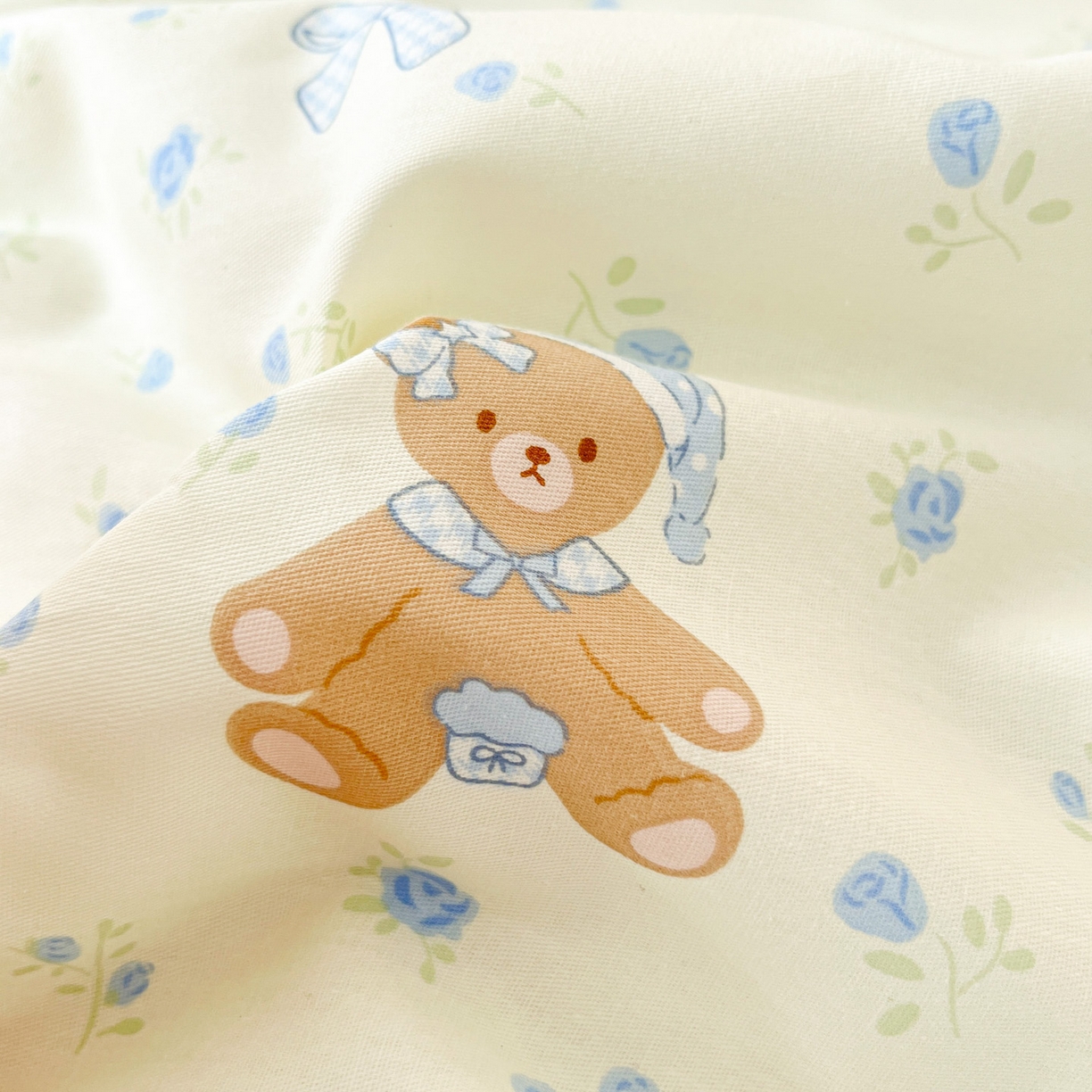 91家纺网 家纺一手货源 找家纺 一加一 2026新款全棉新疆棉花夏被夏凉被空调被四件套-棉语清夏 熊兔伙伴