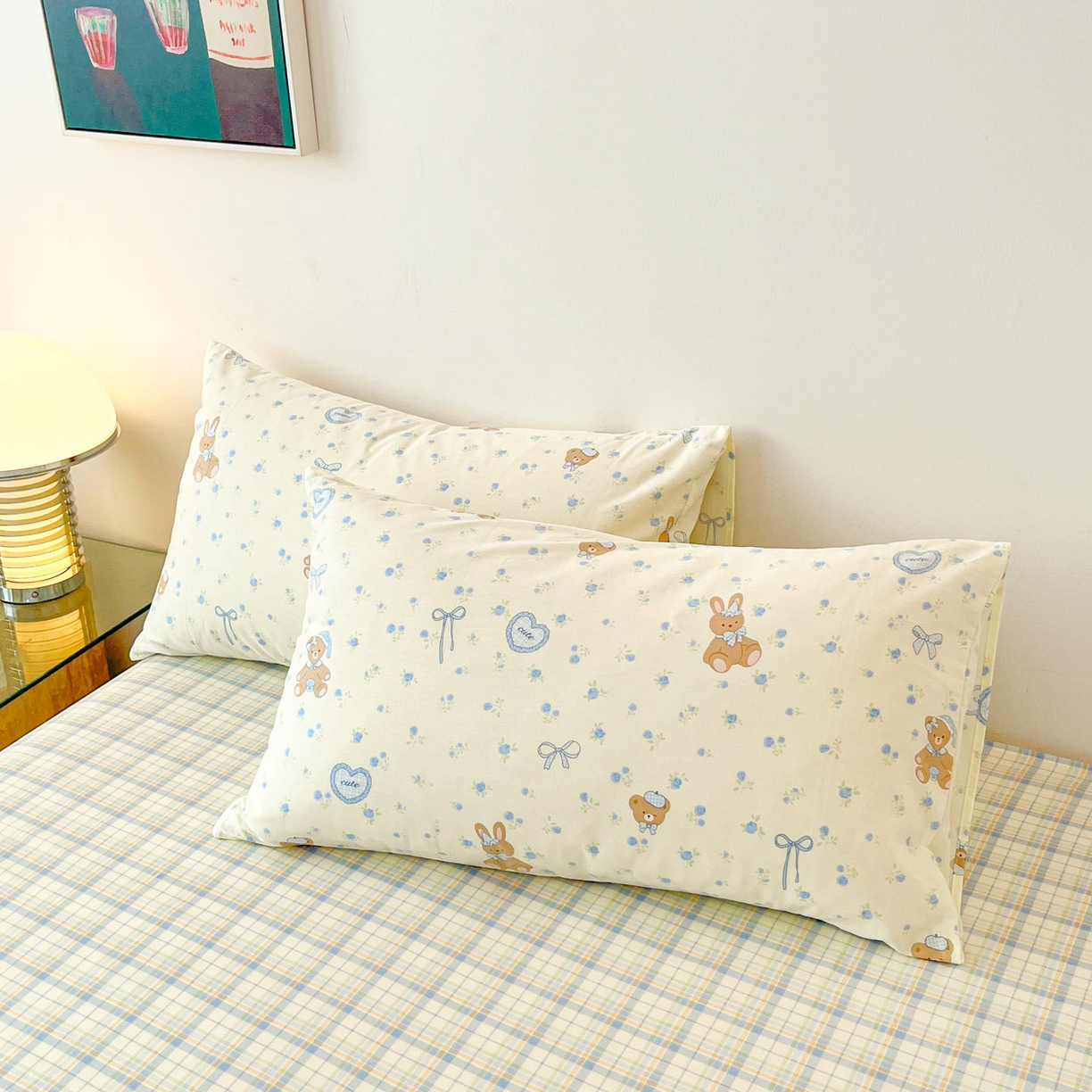 91家纺网 家纺一手货源 找家纺 一加一 2026新款全棉新疆棉花夏被夏凉被空调被四件套-棉语清夏 熊兔伙伴