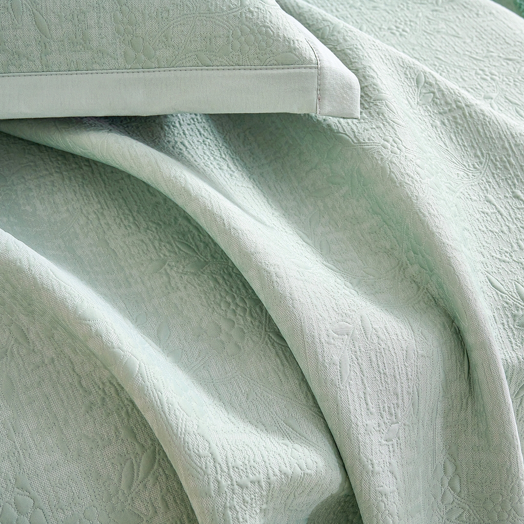 91家纺网 家纺一手货源 找家纺 青雅席业 2026新款A类凉感豆豆席凉席席子-床裙款 床裙款-唯美-绿